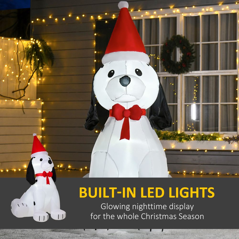 6ft Inflatable Christmas Puppy Dog Wearing Santa Hat Lighted Outdoor Indoor - anydaydirect