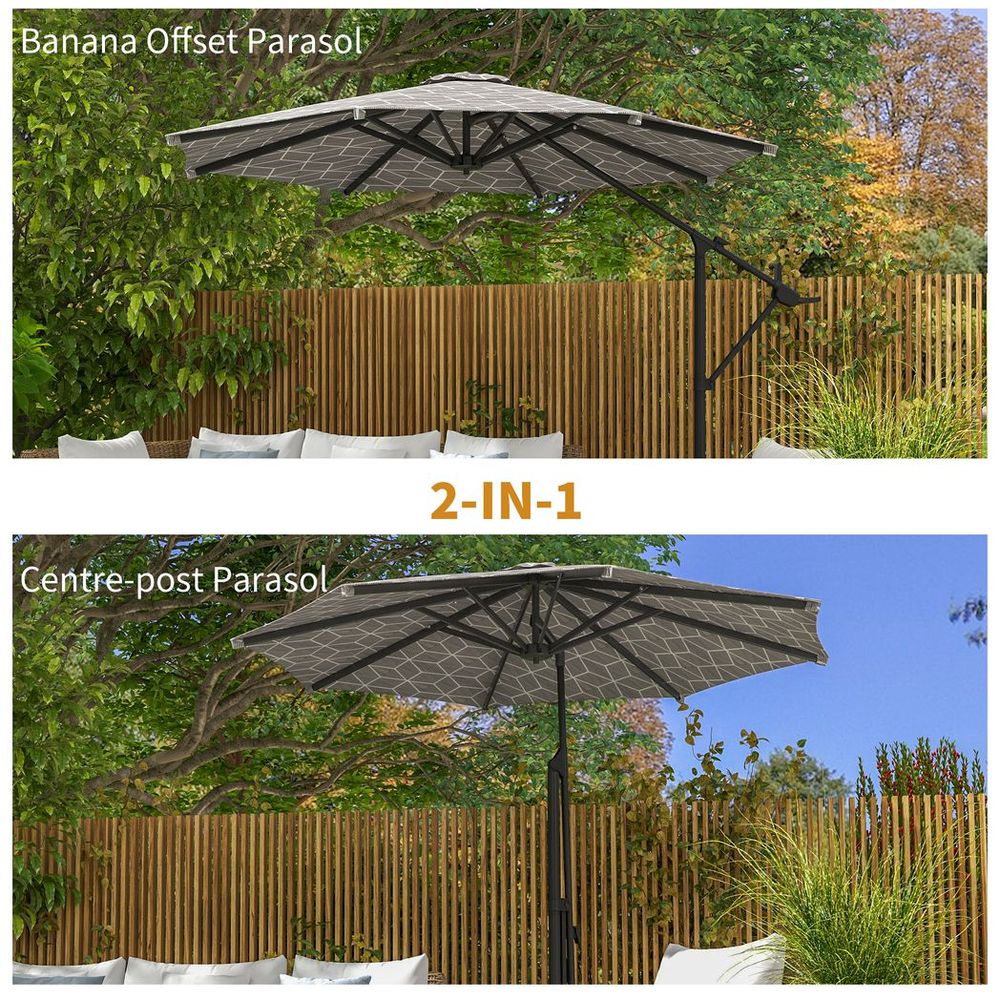 Outsunny 2-in-1 Cantilever Parasol and Market Parasol with 360� Rotation - anydaydirect