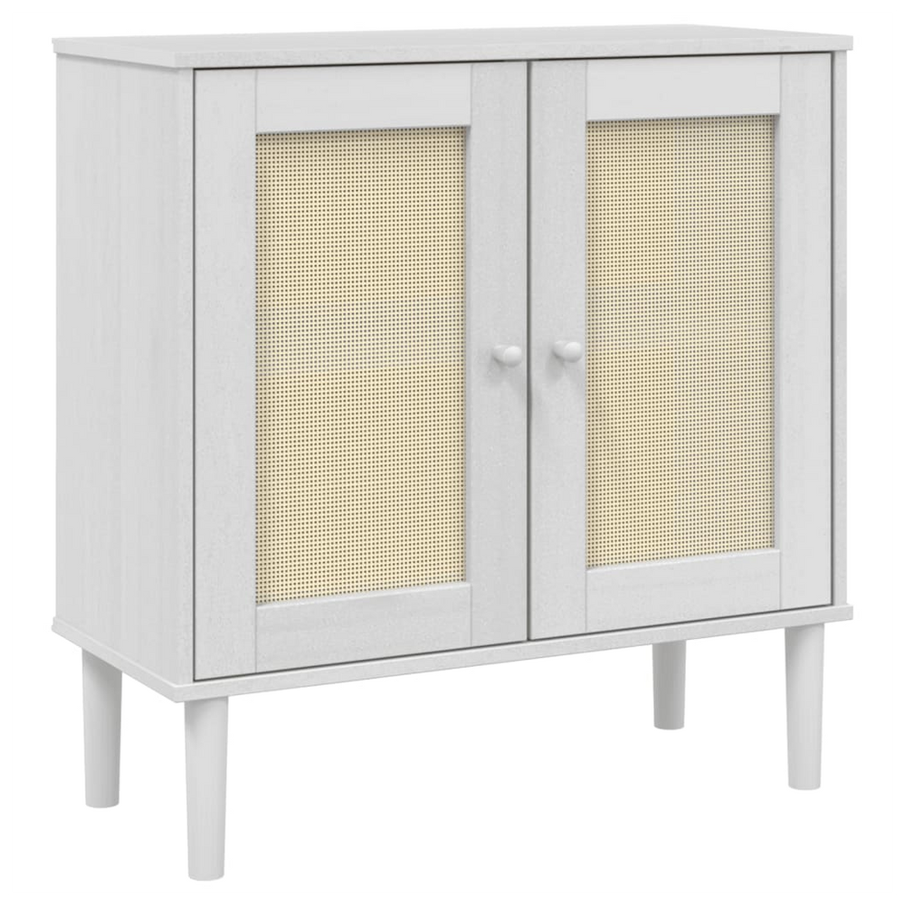 vidaXL Sideboard SENJA Rattan Look White 80x35x80 cm Solid Wood Pine - anydaydirect