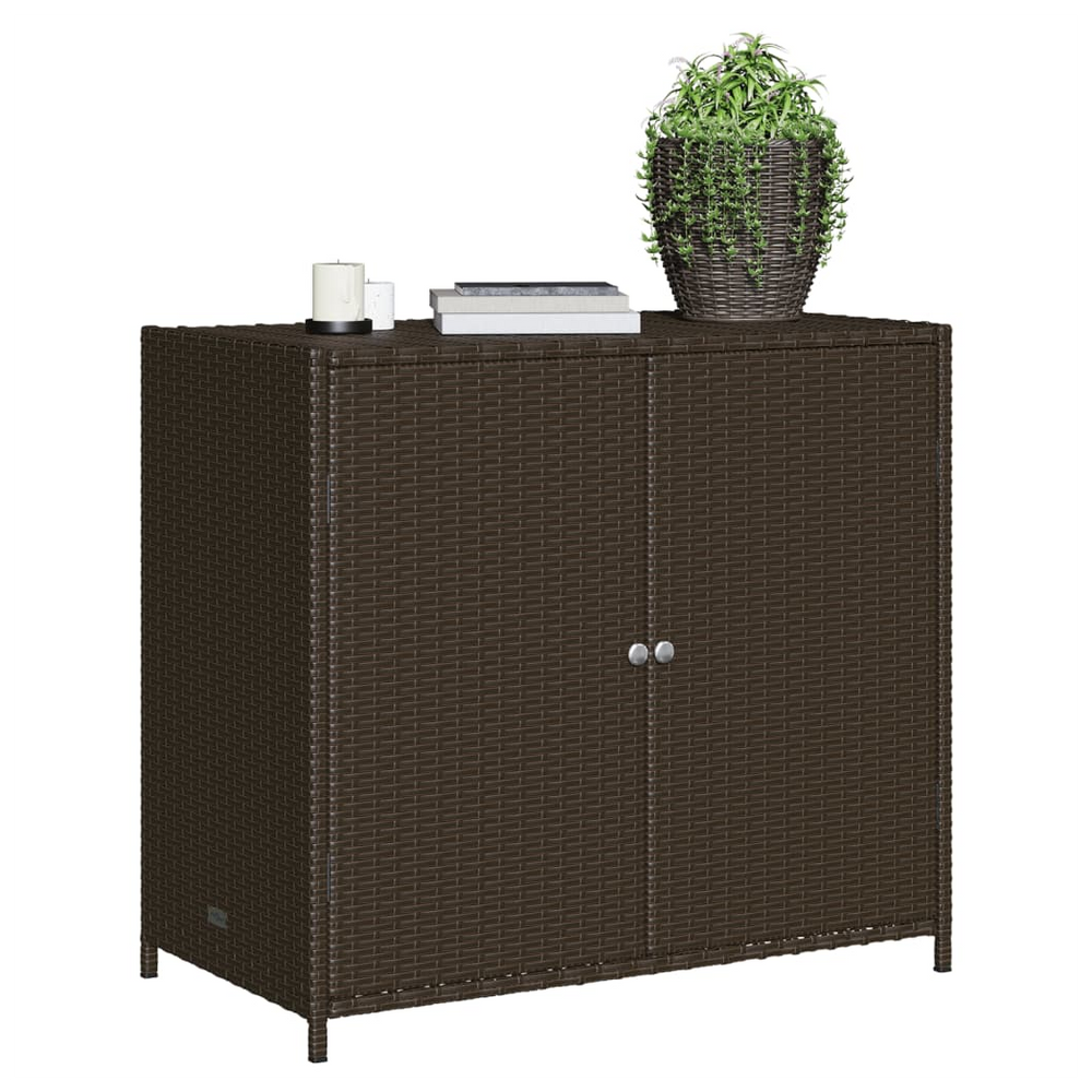 vidaXL Garden Storage Cabinet Brown 83x45x76 cm Poly Rattan - anydaydirect