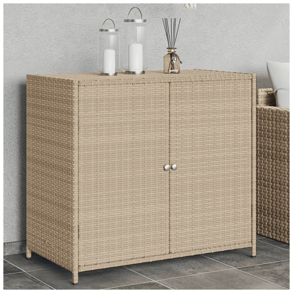 vidaXL Garden Storage Cabinet Beige 83x45x76 cm Poly Rattan - anydaydirect