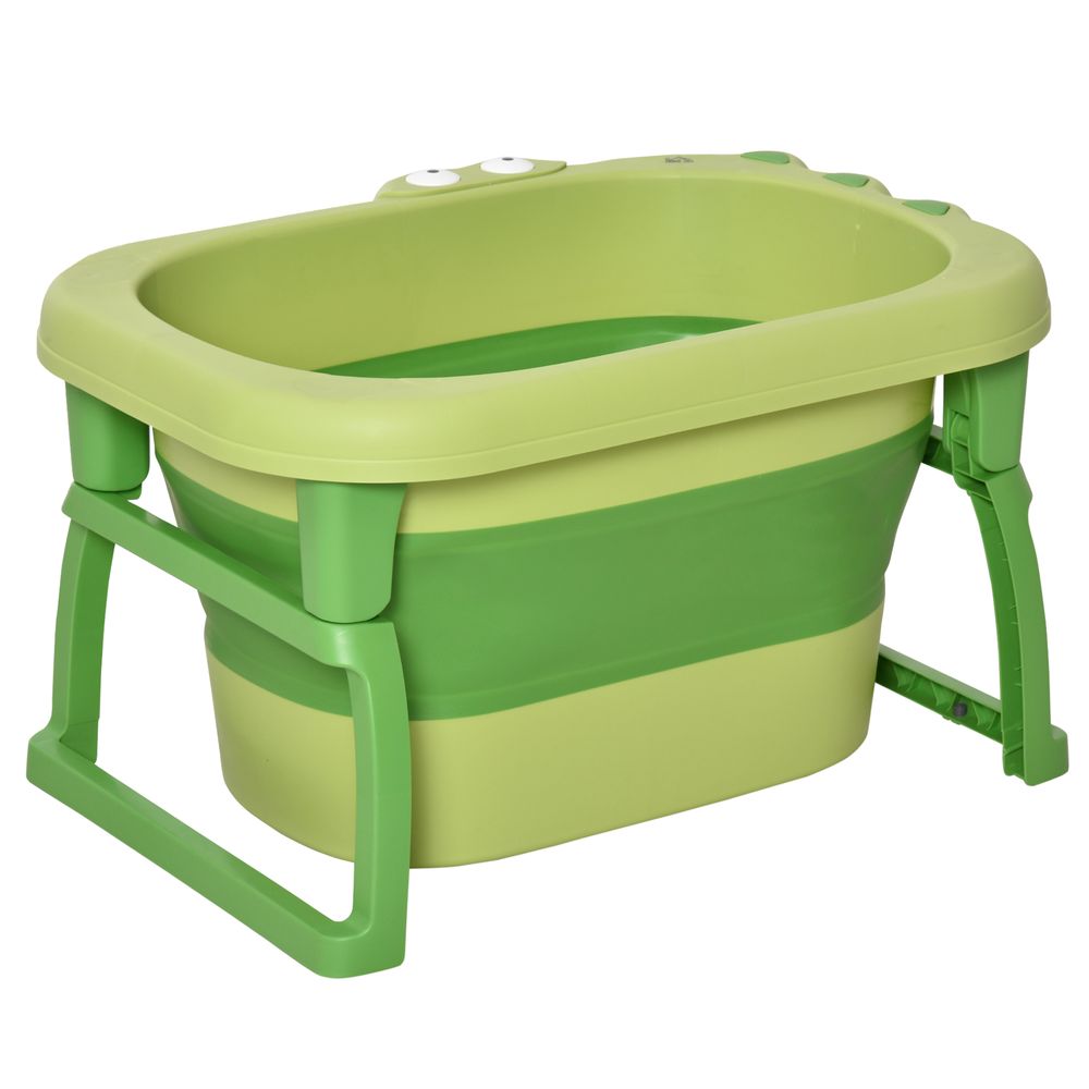 Foldable Baby Bathtub for Newborns Infants Toddlers w/ Stool - Green - anydaydirect