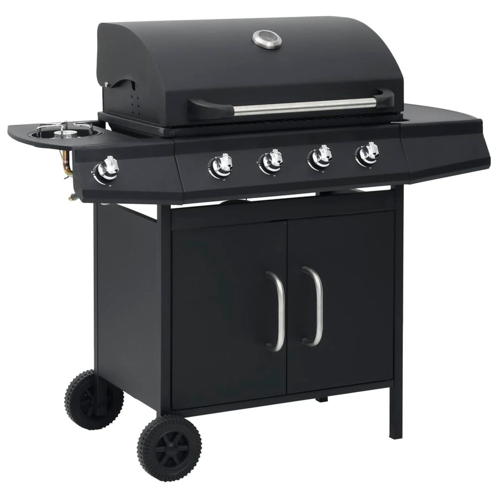 Gas Barbecue Grill 4+1 Cooking Zone Black Steel - anydaydirect