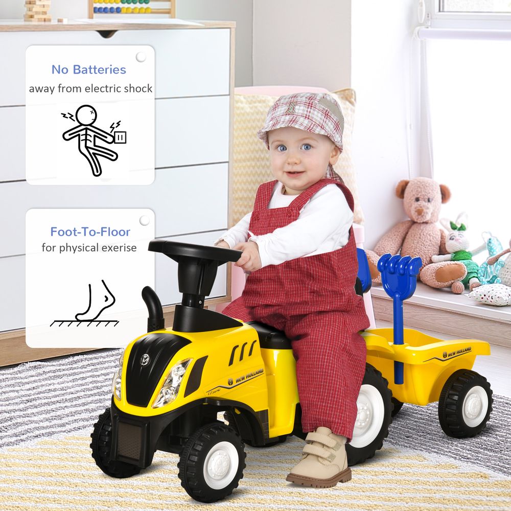 Ride On Tractor Toddler Walker Foot To Floor Slider 12-36 Months Yellow HOMCOM - anydaydirect