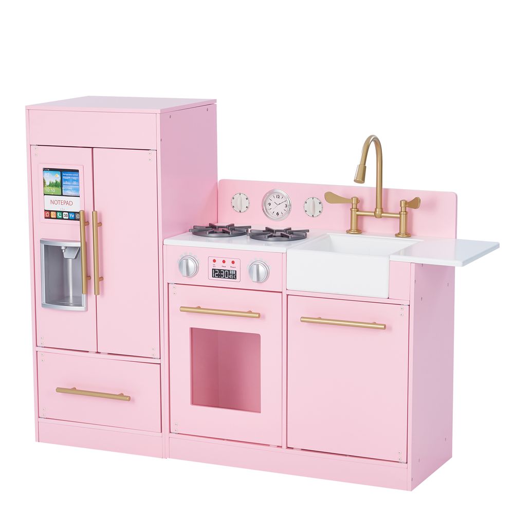 Pink Wooden Toy Kitchen by Toy Cooker Play Kitchen Set TD-12302P - anydaydirect