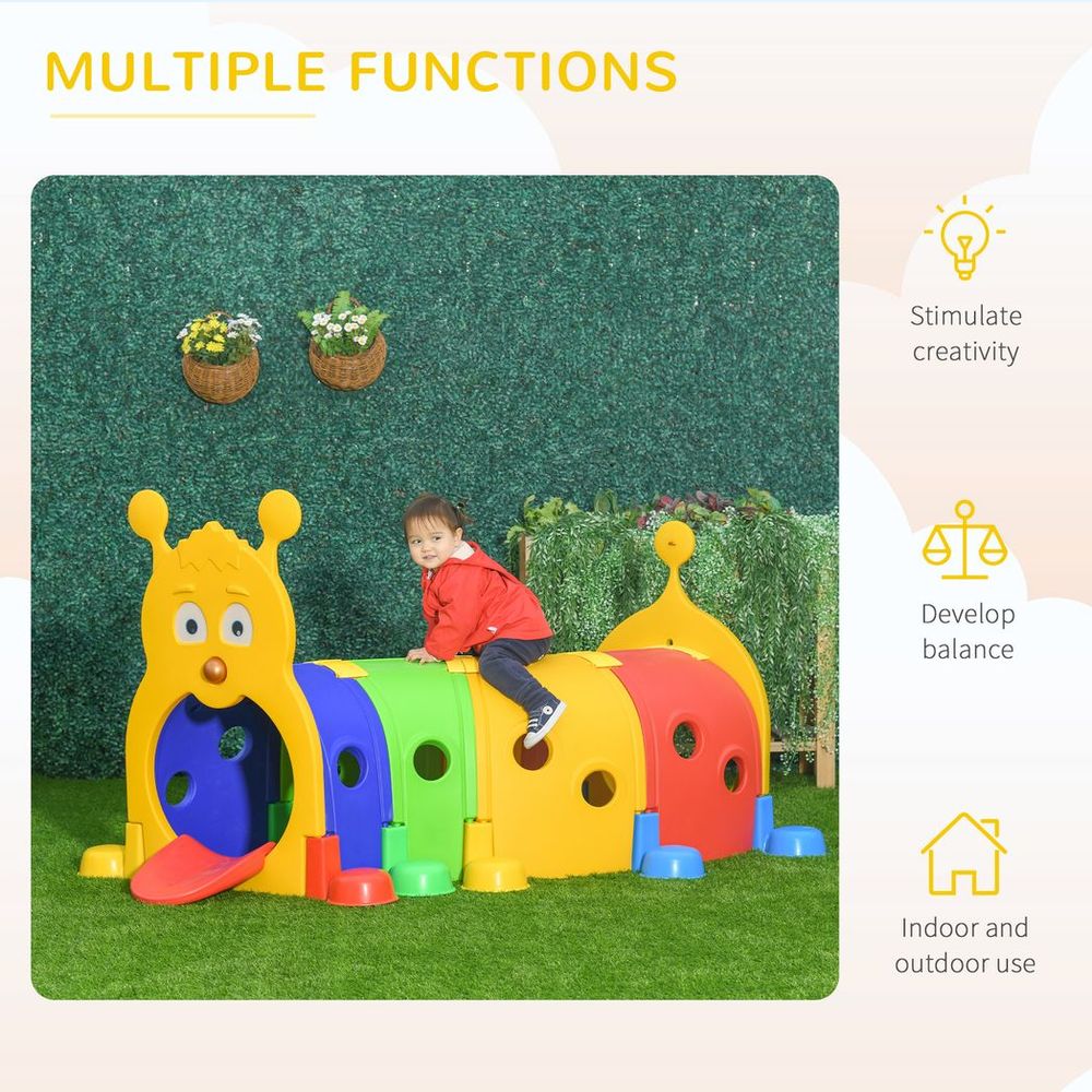 Outsunny Play Tunnel, Caterpillar Climbing Tunnel, Toddler Play Structure - anydaydirect