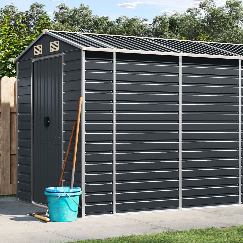 vidaXL Garden Shed Anthracite 191x470x198 cm Galvanised Steel - anydaydirect