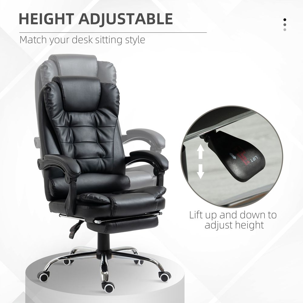 PU Leather Home Office Chair High Back Computer Chair with Swivel Wheels Black - anydaydirect