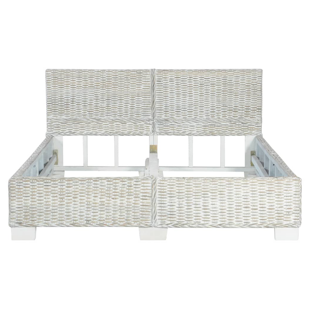 vidaXL Bed Frame Grey Natural Rattan 140x200 cm - anydaydirect