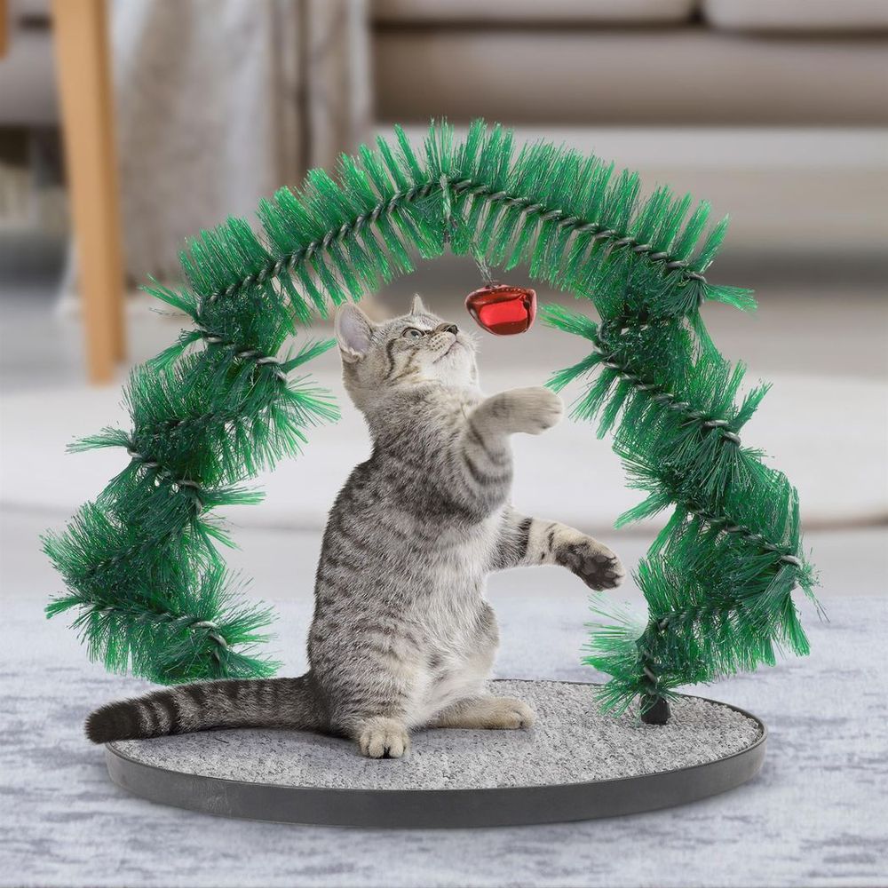 Christmas Cat Arch Cat Self Groomer and Massager with Non-Slip Base - anydaydirect