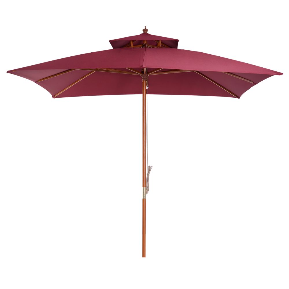 3m Patio Umbrella Bamboo Umbrella Parasol-Wine Red - anydaydirect