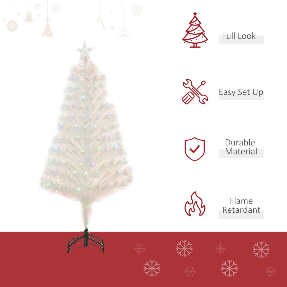 4 Feet Prelit Artificial Christmas Tree with Fiber Optic LED Light White - anydaydirect