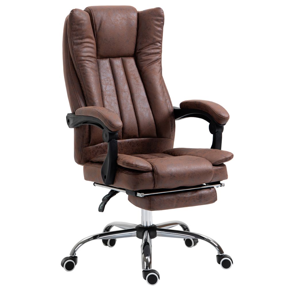 Executive Office Chair Computer Swivel Chair for Home with Arm, Footrest, Brown - anydaydirect