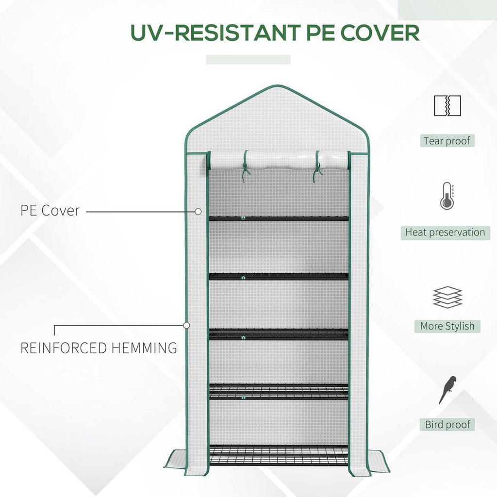 Outsunny Widened Mini Greenhouse 5 Tier Green House, 193H x 90W x 49Dcm, White - anydaydirect