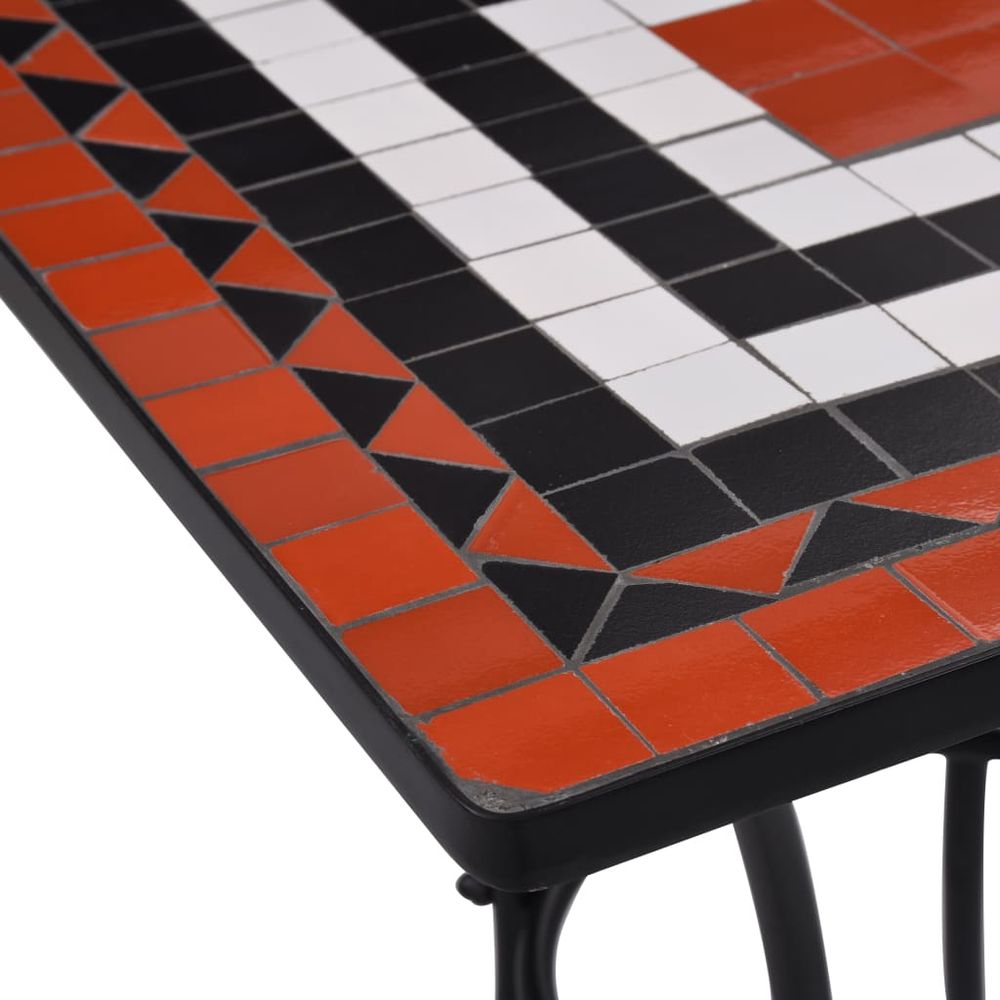 Mosaic Bistro Table Terracotta and White 60 cm Ceramic - anydaydirect