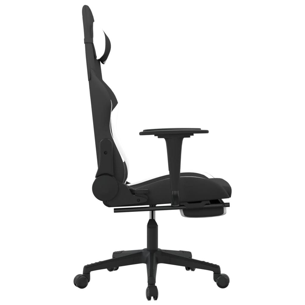 Gaming Chair with Footrest Black and White Fabric - anydaydirect