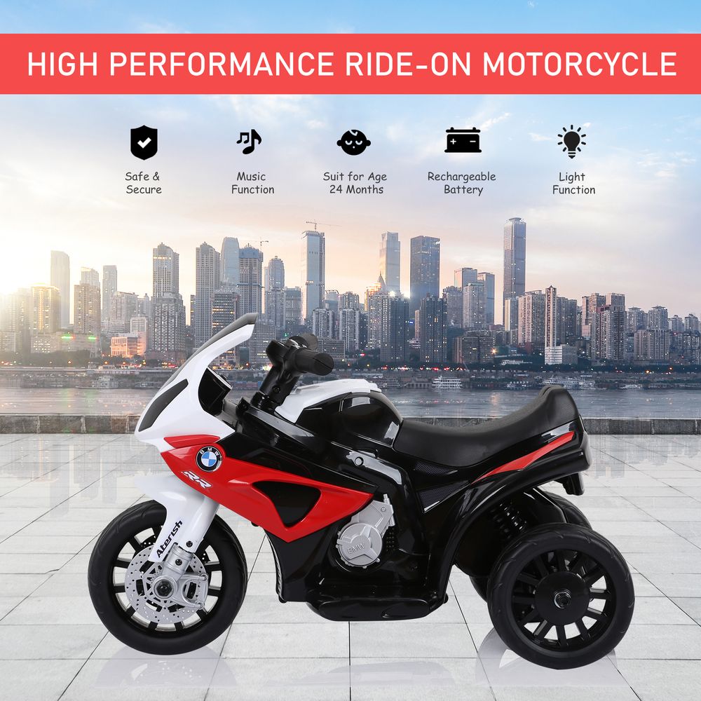 Electric Kids Ride on Motorcycle BMW Liscensed w/ Headlights Music Red - anydaydirect