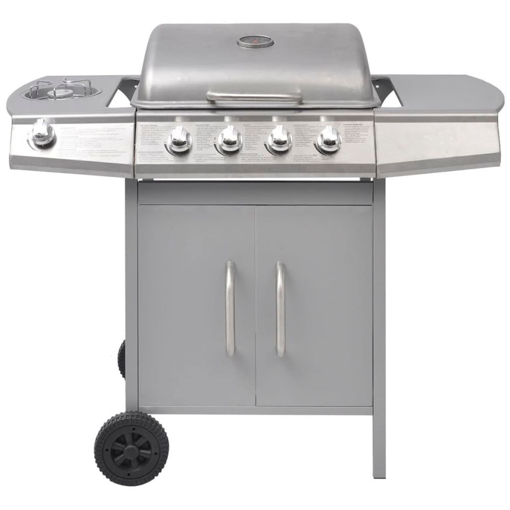 Gas Barbecue Grill 4+1 Cooking Zone Silver - anydaydirect