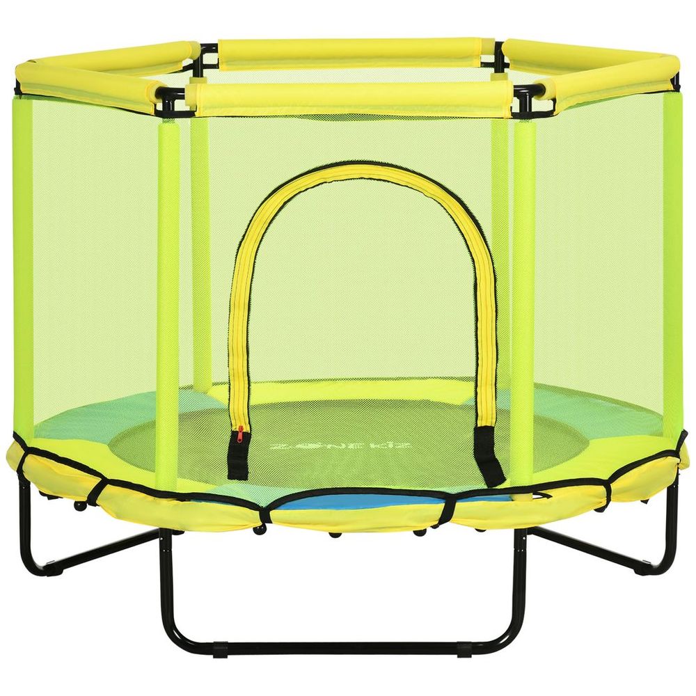 ZONEKIZ 4.6 FT Trampoline with Enclosure Net Bungee Gym, Yellow - anydaydirect