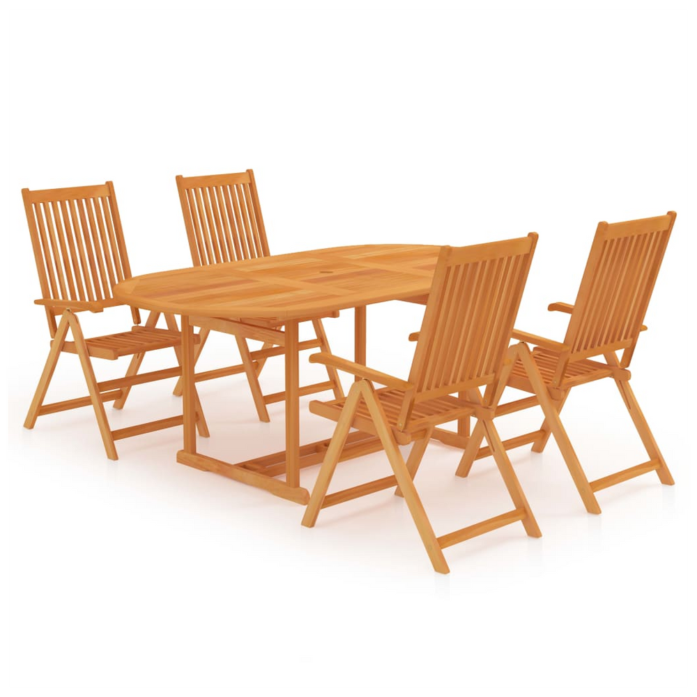 5 Piece Garden Dining Set Solid Teak Wood - anydaydirect