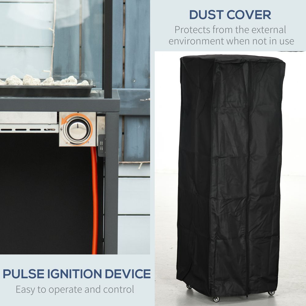 Outsunny 9kW Patio Gas Heater Propane Heater w/ Regulator Hose and Cover, Black - anydaydirect