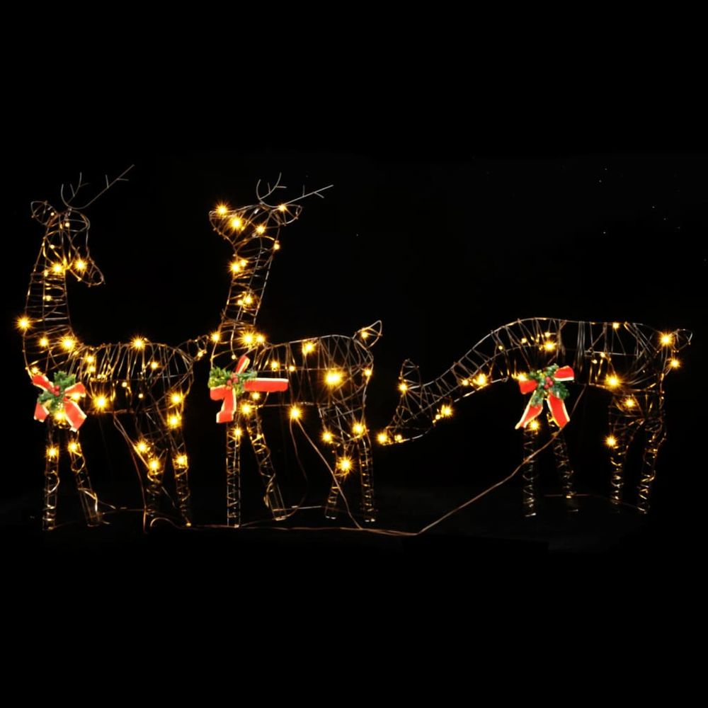 vidaXL Christmas Decoration Reindeer Family 90 LEDs Warm White Rattan - anydaydirect