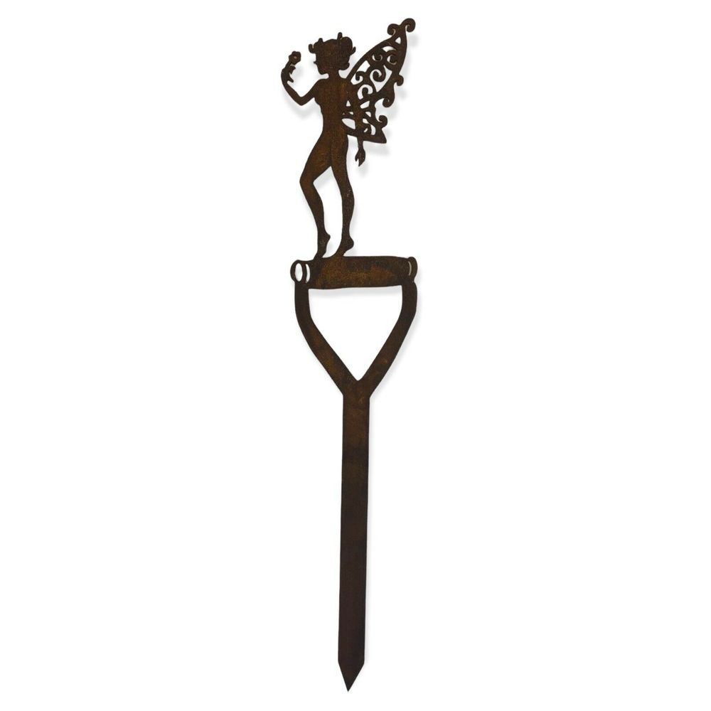 Rusty Metal Fairy on a Spade Garden sign Decoration - anydaydirect