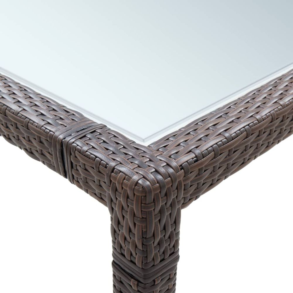 Garden Dining Table Brown 200x200x74 cm Poly Rattan - anydaydirect
