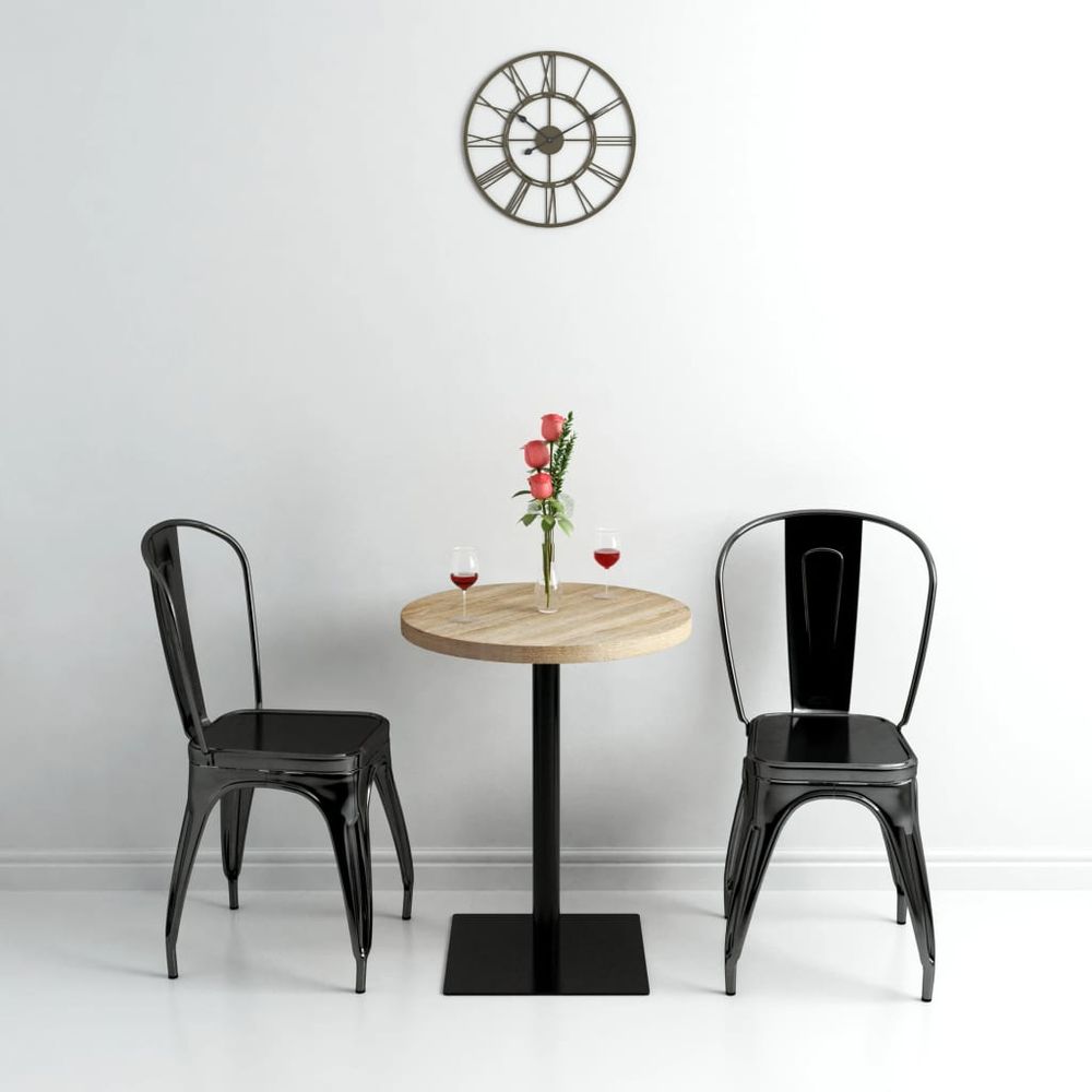 Bistro Table MDF and Steel Round 60x75 cm Dark Ash - anydaydirect