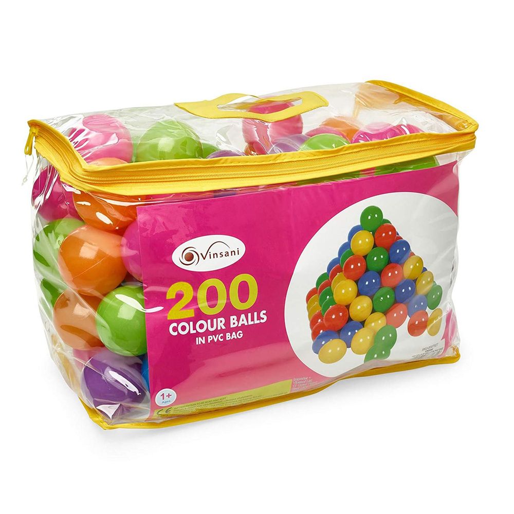 200 Soft Plastic Play Pit Balls Non Toxic & BPA Free Clear PVC Carry Bag Swimming Pool Ball pit Trampoline Play - anydaydirect