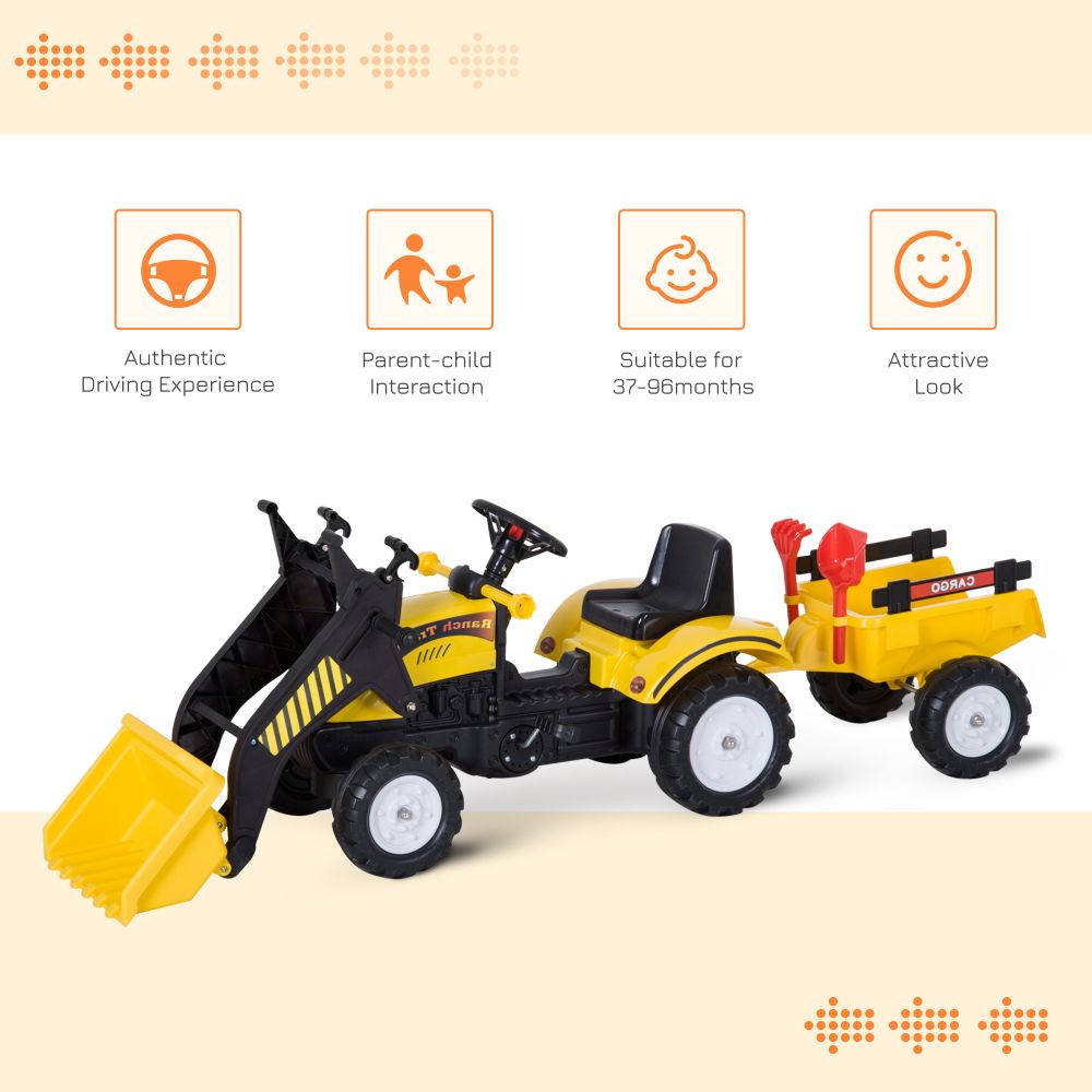 Pedal Go Kart Ride on Excavator Wheels Tyres Kids Children -Yellow - anydaydirect
