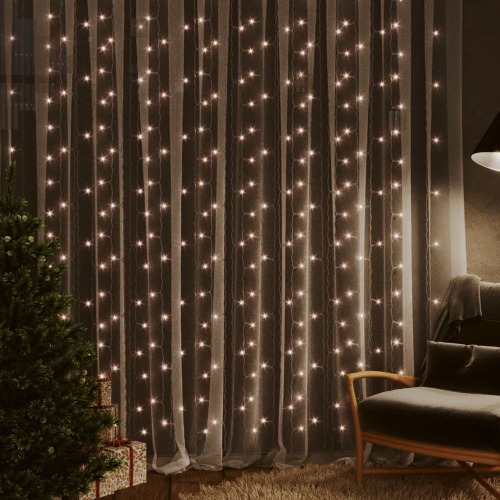 LED Curtain Fairy Lights 3x3m 300 LED Blue, Colourful, Warm & Cold White 8 Function - anydaydirect