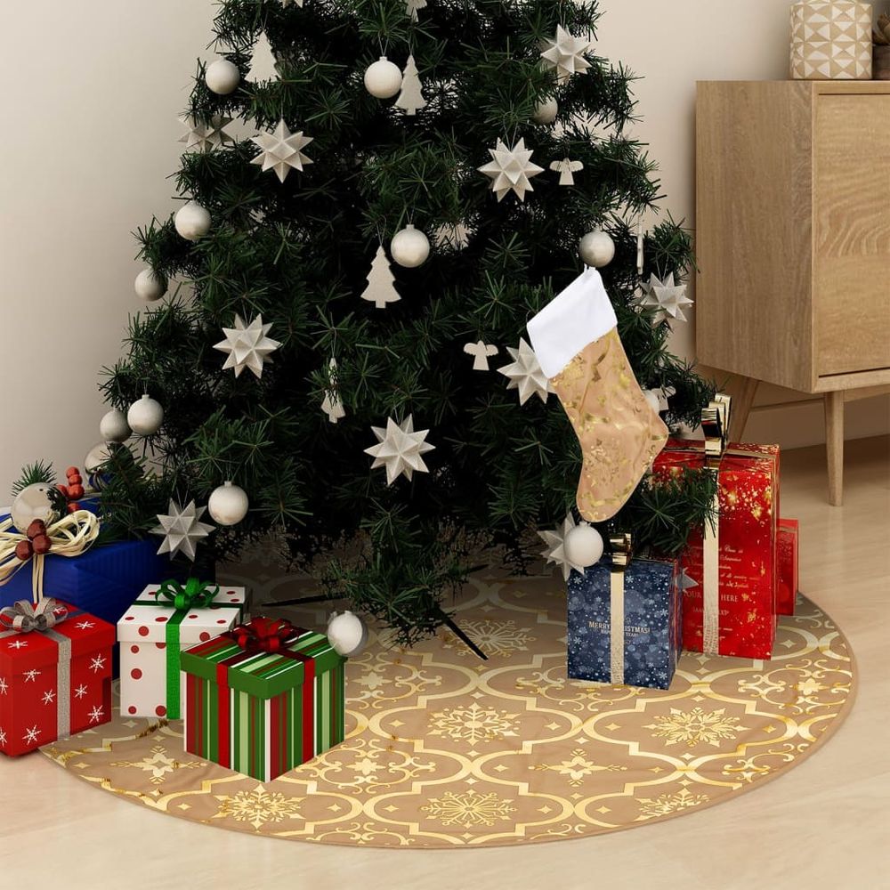 Luxury Christmas Tree Skirt with Sock 90 cm to 150cm Fabric - anydaydirect