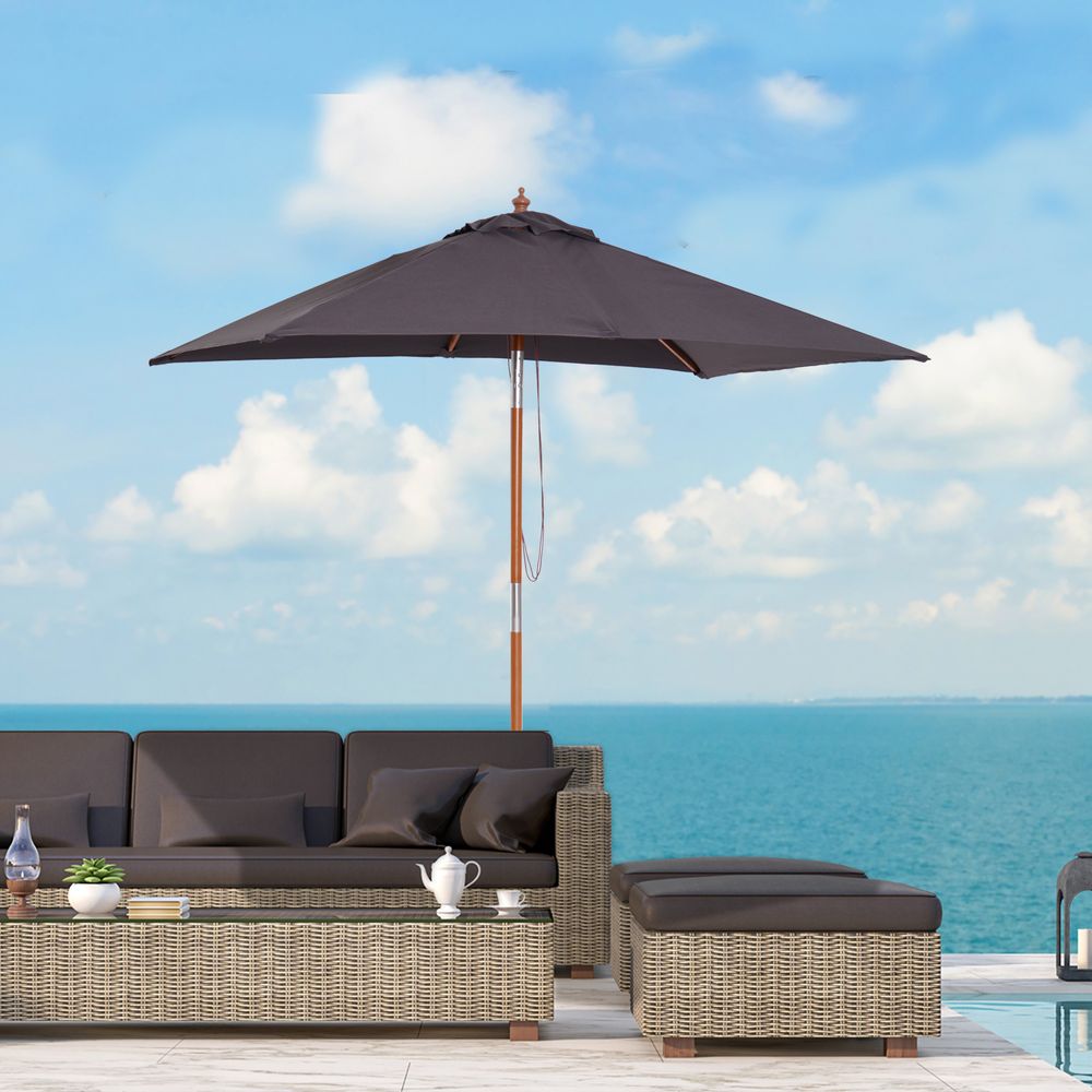2 x 1.5m Patio Garden Parasol Sunshade Canopy Outdoor Backyard Furniture 6 Ribs - anydaydirect