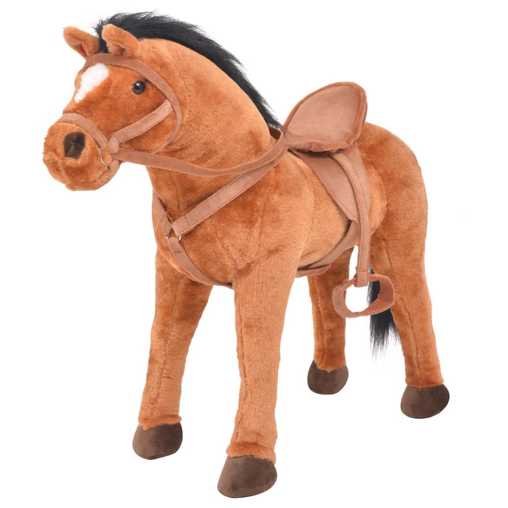 Standing Toy Horse Plush Brown - anydaydirect