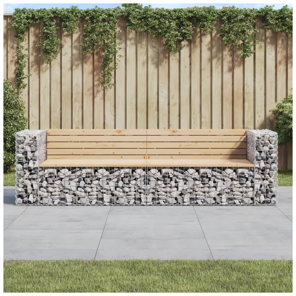 vidaXL Garden Bench Gabion Design 244x71x65.5 cm Solid Wood Pine - anydaydirect