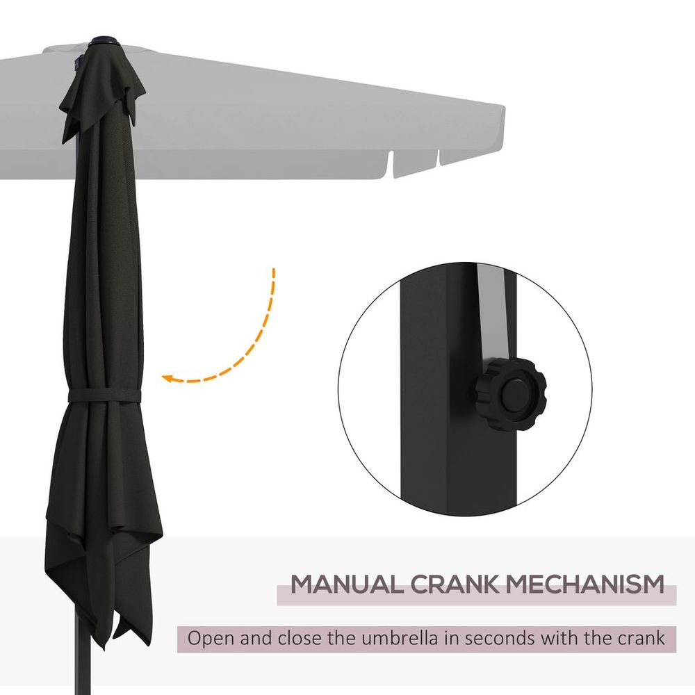 Outsunny 3(m)Garden Parasol Patio Umbrella w/ Crank Handle and Tilt Grey - anydaydirect