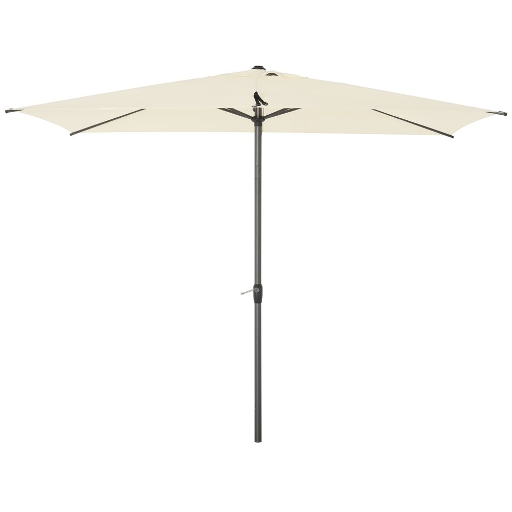 2.58m Aluminium Garden Parasol Sun Umbrella Angled Canopy Beige - anydaydirect