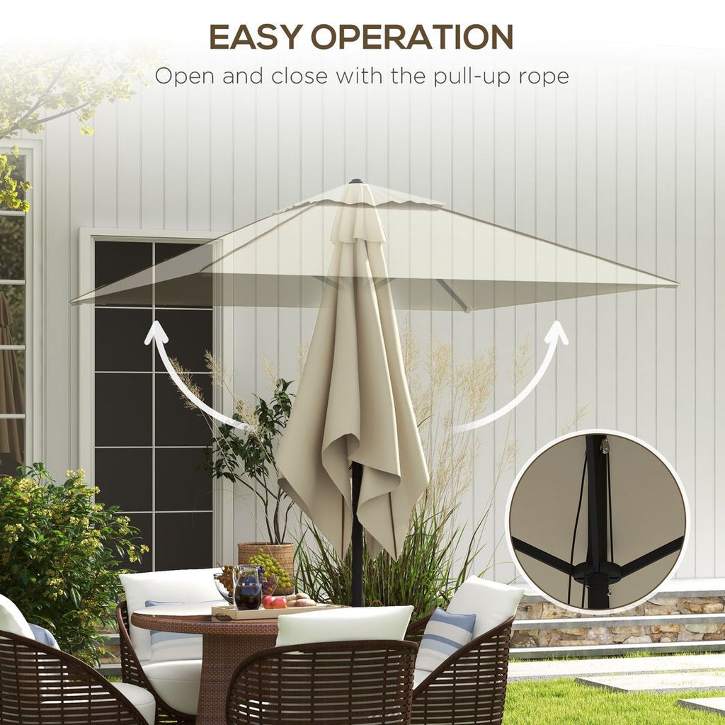 Outsunny Sun Parasol with Vent, Table Umbrella for Patio, Garden, Pool, Beige - anydaydirect