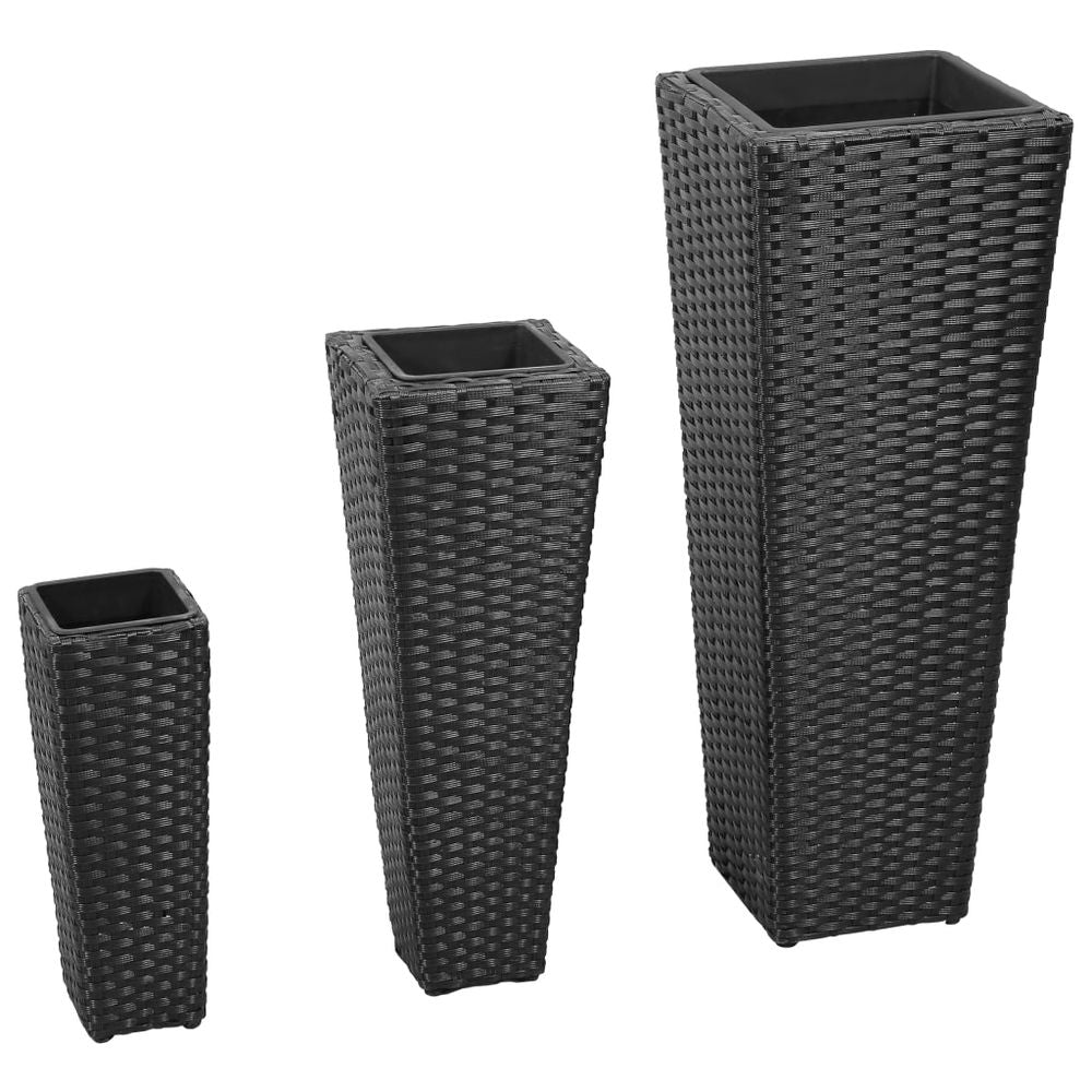 Garden Raised Beds 3 pcs Poly Rattan Grey - anydaydirect