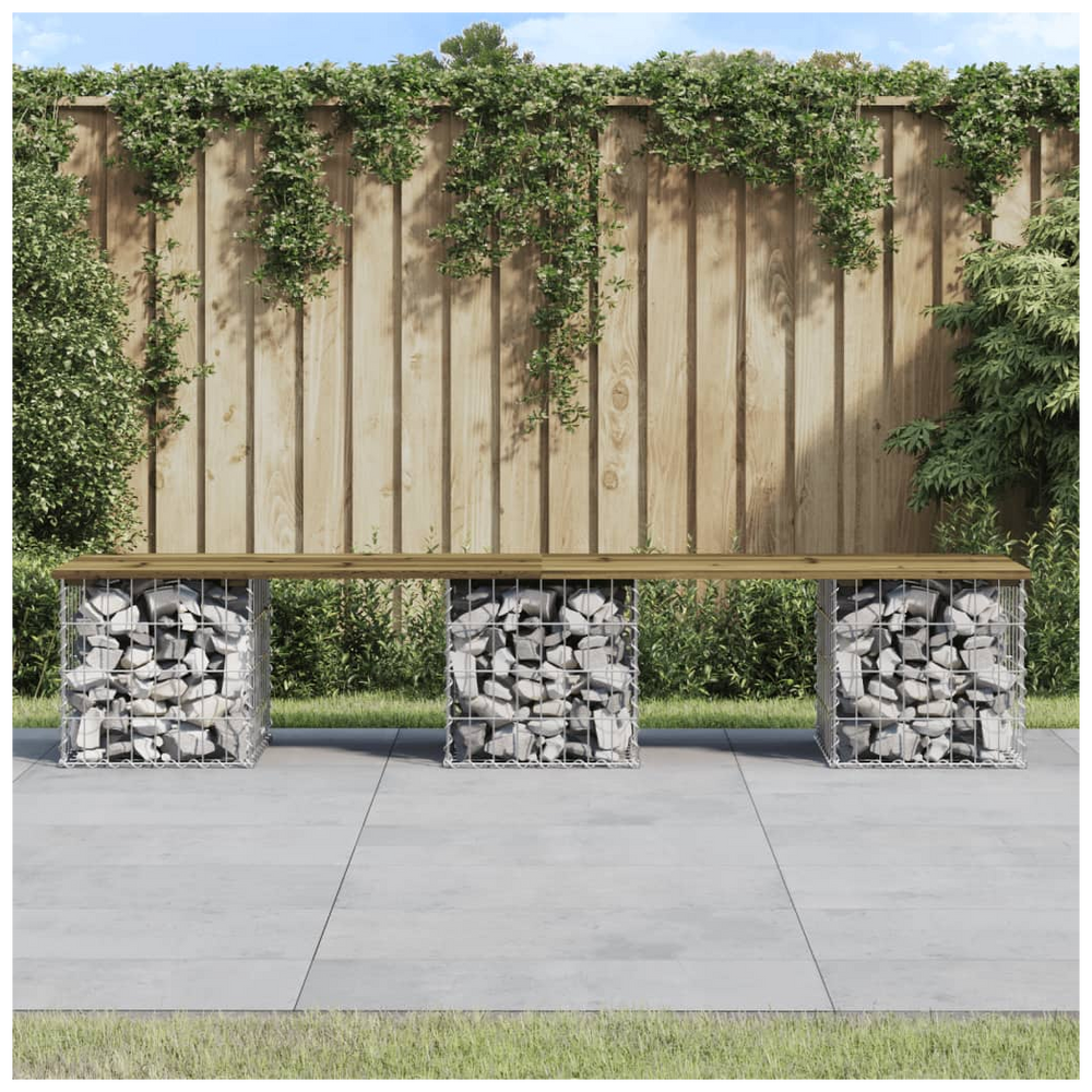 vidaXL Garden Bench Gabion Design 203x44x42 cm Impregnated Wood Pine - anydaydirect