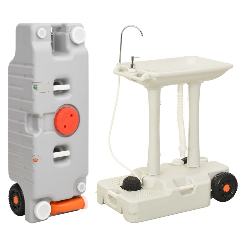 Camping Hand Wash Stand with Wheeled Water Tank Grey - anydaydirect