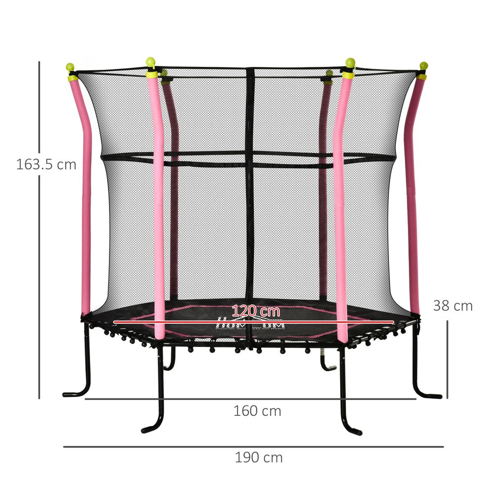 5.2FT Kids Trampoline With Enclosure Indoor Outdoor for 3-10 Years Pink - anydaydirect