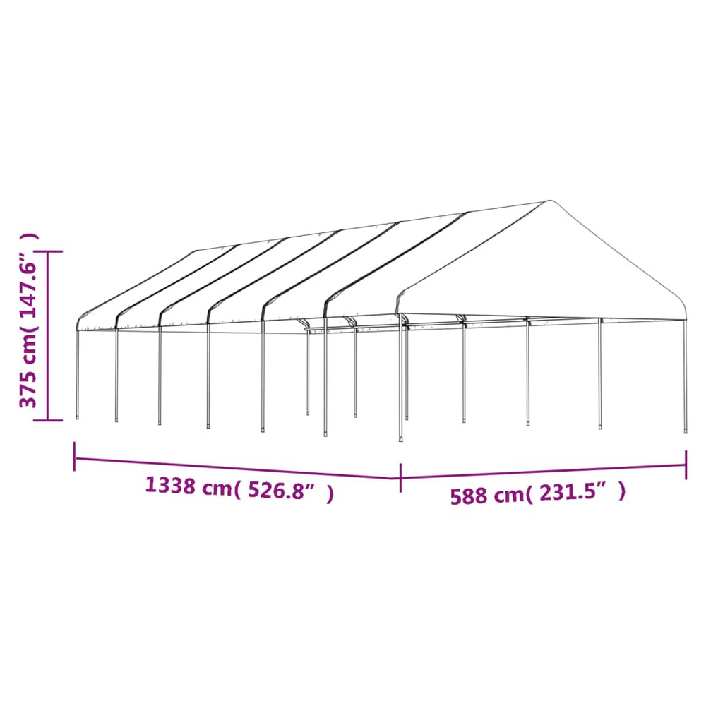 vidaXL Gazebo with Roof White 13.38x5.88x3.75 m Polyethylene - anydaydirect