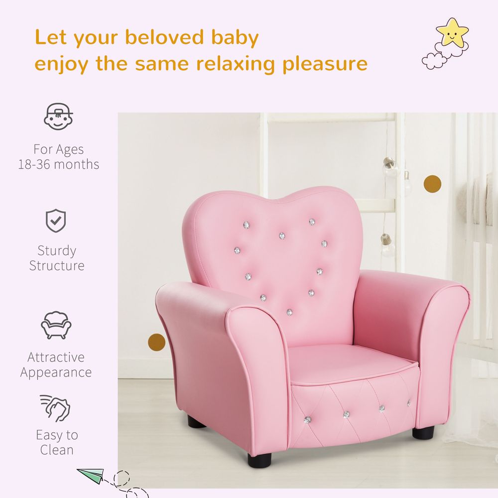 Kids Toddler Sofa Children Armchair Seating Chair Relax Girl Princess Pink - anydaydirect