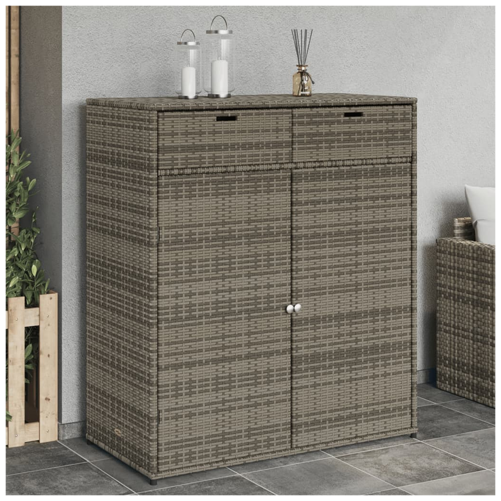 vidaXL Garden Storage Cabinet Grey 105x55x113 cm Poly Rattan - anydaydirect