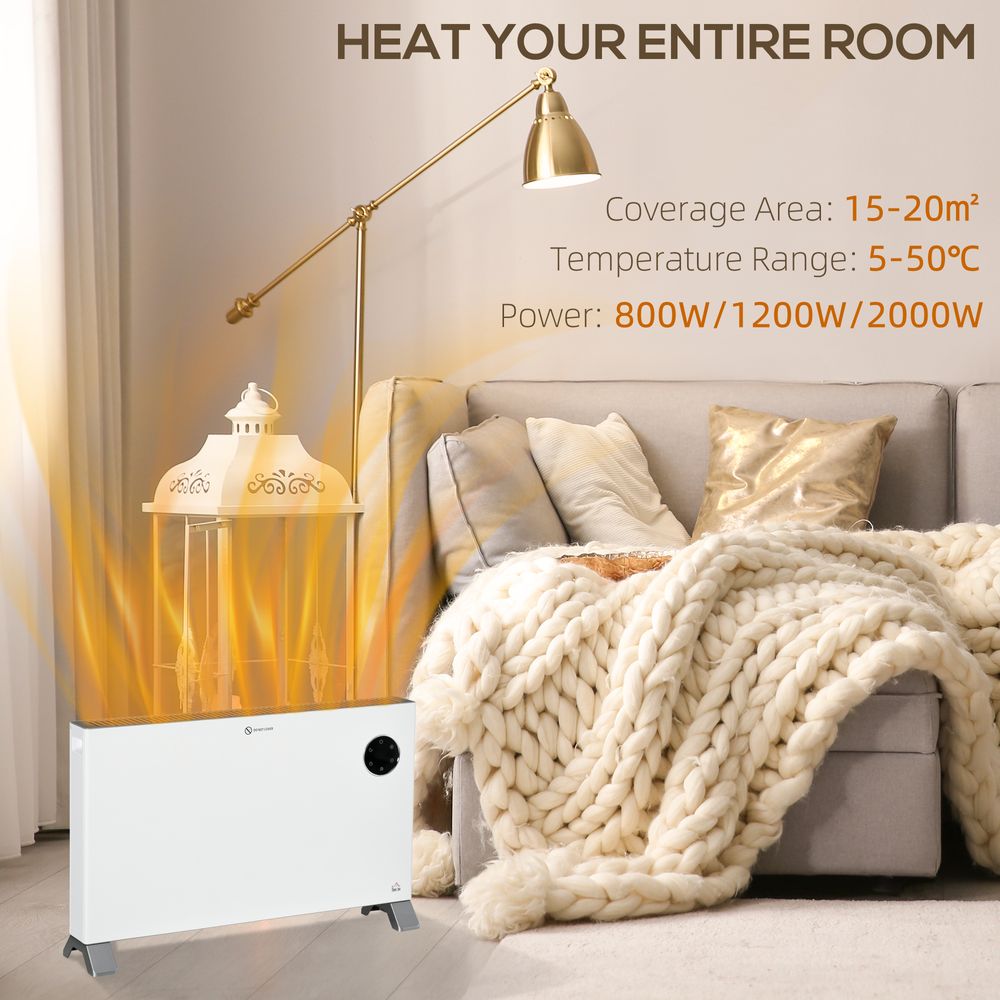 2000W Electric Convector Heater Freestanding Space Heater w/ LED Display White - anydaydirect