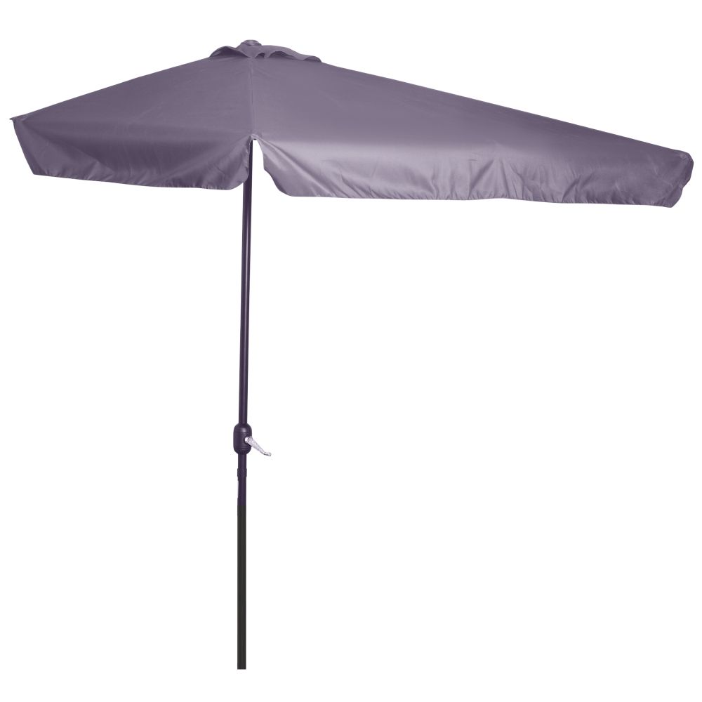 2.3m Half Round Parasol Garden Sun Umbrella Metal w/ Crank Grey Outsunny - anydaydirect