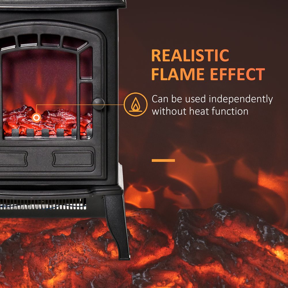 Free standing Electric Fireplace Stove Flame Effect Overheat Safety Protectio - anydaydirect