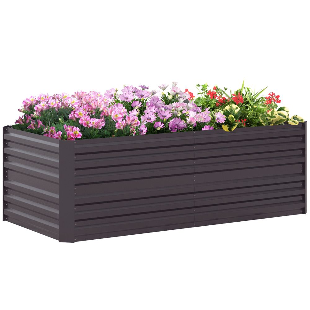 Outsunny Galvanised Steel Outdoor Raised Bed w/ Reinforced Rods, Dark Grey - anydaydirect